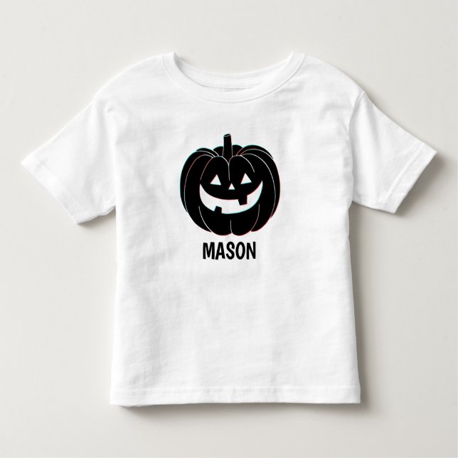 T-shirt Pour Les Tous Petits Nom d'Halloween Citrouille noir mignon (Devant)