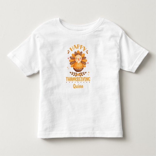 T-shirt Pour Les Tous Petits Nom personnalisé bon thanksgiving mou (Devant)