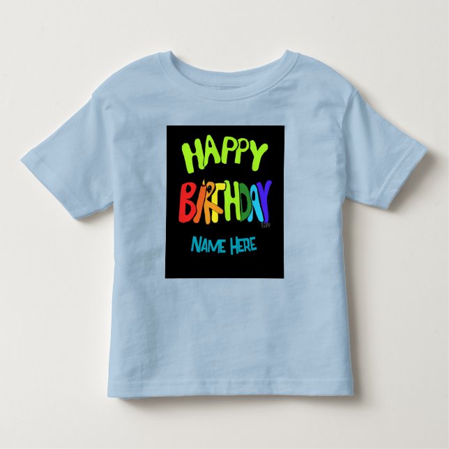 T-shirt Pour Les Tous Petits Nom personnalisé Bright and Happy Birthday (Devant)