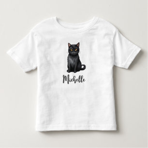 T-shirt Pour Les Tous Petits Nom personnalisé Cute chat noir Éffrayant Hallowee