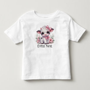 T-shirt Pour Les Tous Petits Nom personnalisé Cute Rose Baby Girl Highland Cow
