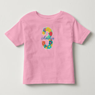 T-shirt Pour Les Tous Petits Nom personnalisé en floral numéro 3-T-Shirt pour t