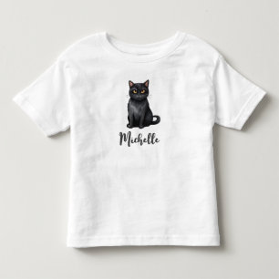 T-shirt Pour Les Tous Petits Nom personnalisé Mignon Chat noir effrayant Hallow
