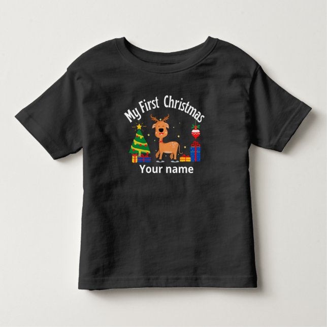 T-shirt Pour Les Tous Petits Nom personnalisé Mon premier Noël (Devant)