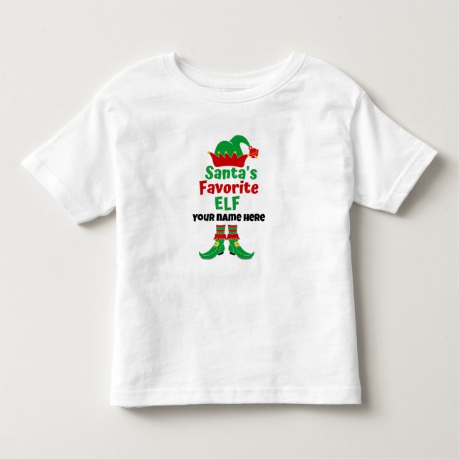T-shirt Pour Les Tous Petits Nom personnalisé Père Noël Elfe favori (Devant)