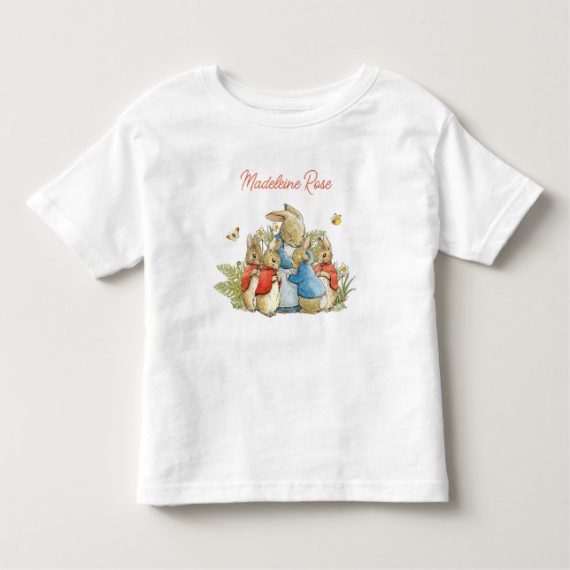 T-shirt Pour Les Tous Petits Nom personnalisé Pierre le lapin avec Joséphine Bu (Devant)