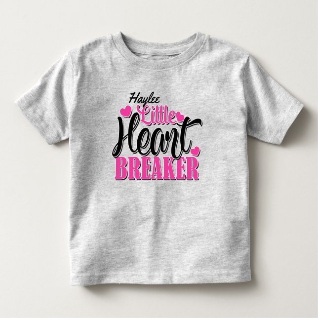 T-shirt Pour Les Tous Petits NOM Personnalisé Pink Little Heart Breaker (Devant)