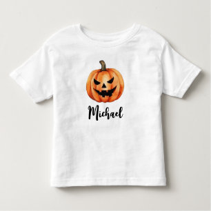 T-shirt Pour Les Tous Petits Nom personnalisé tendance Orange Citrouille Hallow