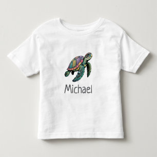 T-shirt Pour Les Tous Petits Nom personnalisé Tortue de mer Océan Nautical 