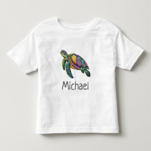 T-shirt Pour Les Tous Petits Nom personnalisé Tortue de mer Océan Nautique 