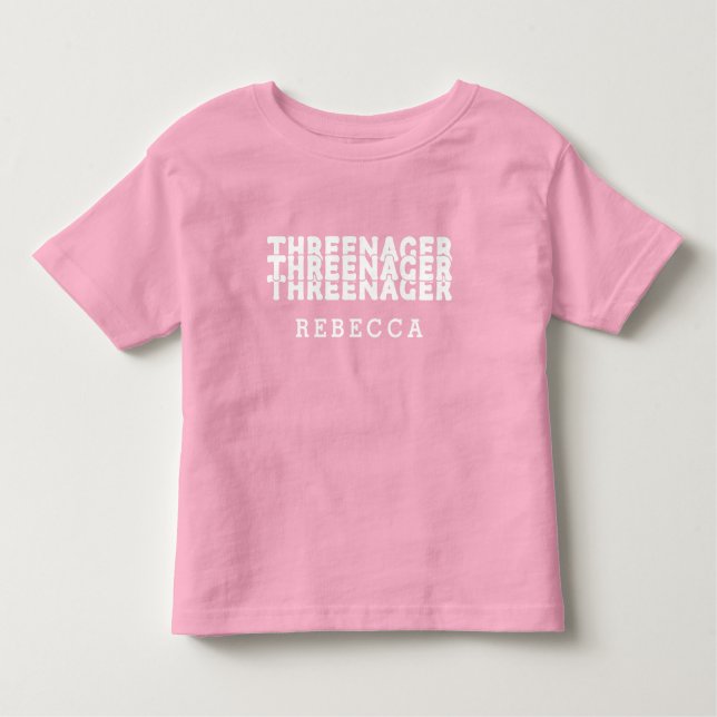 T-shirt Pour Les Tous Petits Nommage en lettrage rétro Threenager Texte Blanc (Devant)