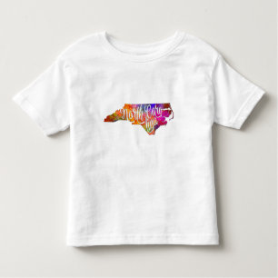 T-shirt Pour Les Tous Petits North Carolina US State in watercolor text cut out
