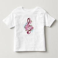 Notes de clef musicale en treble avec des fleurs S