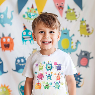 T-shirt Pour Les Tous Petits Notre petit monstre Trois monstres colorés