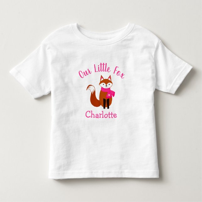 T-shirt Pour Les Tous Petits Notre Petit Renard Écharpe Rose Mignonne Bébé Pers (Devant)