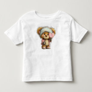 T-shirt Pour Les Tous Petits Nounours en peluche mignon avec un chapeau d'hiver