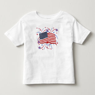T-shirt Pour Les Tous Petits Nouveau drapeau américain et feux d'artifice