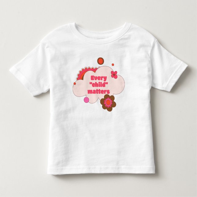 T-shirt Pour Les Tous Petits Nuages Fleurs 80s 90s Style Rouge (Devant)