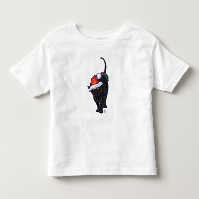 T-shirt Pour Les Tous Petits Nuit étoile Noir Chat Noël (Devant)
