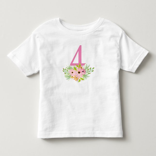 T-shirt Pour Les Tous Petits Numéro 4 aux fleurs (Devant)
