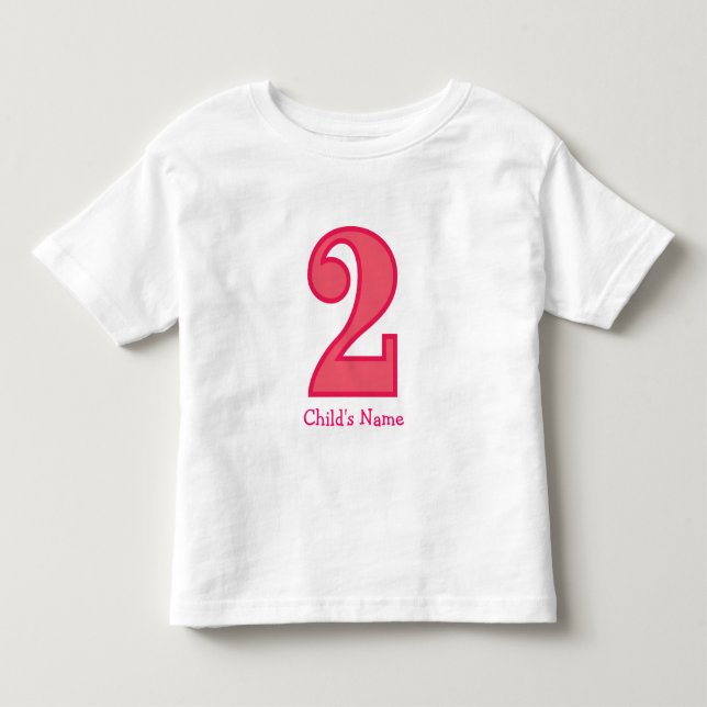 T-shirt Pour Les Tous Petits numéro deux fille, nom de l'enfant (Devant)