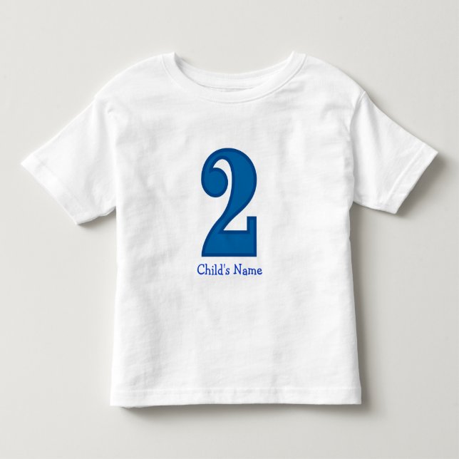 T-shirt Pour Les Tous Petits numéro deux garçon, Nom de l'enfant (Devant)