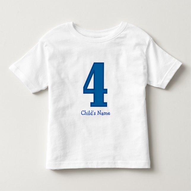 T-shirt Pour Les Tous Petits numéro quatre garçon, Nom de l'enfant (Devant)