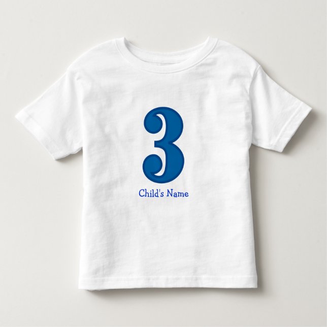 T-shirt Pour Les Tous Petits numéro trois garçon, nom de l'enfant (Devant)