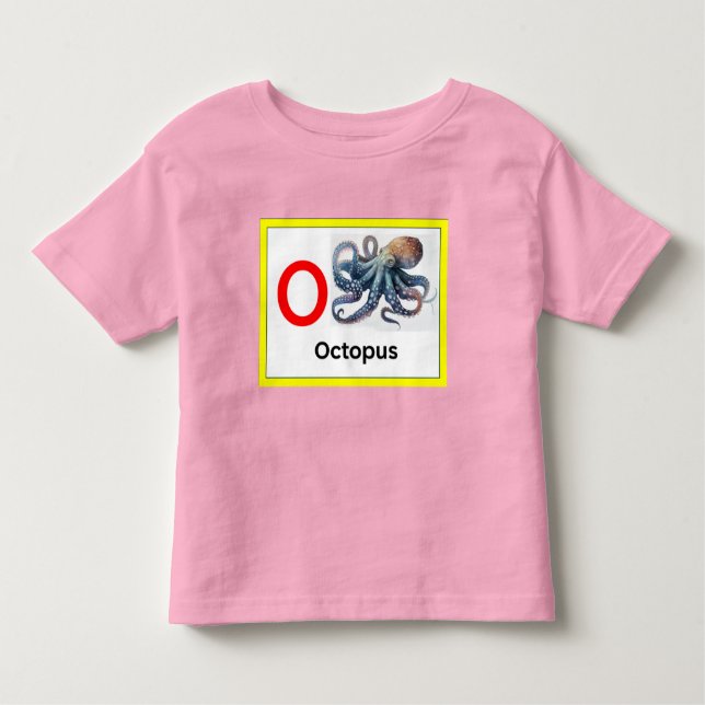 T-shirt Pour Les Tous Petits O est pour Octopus (Devant)