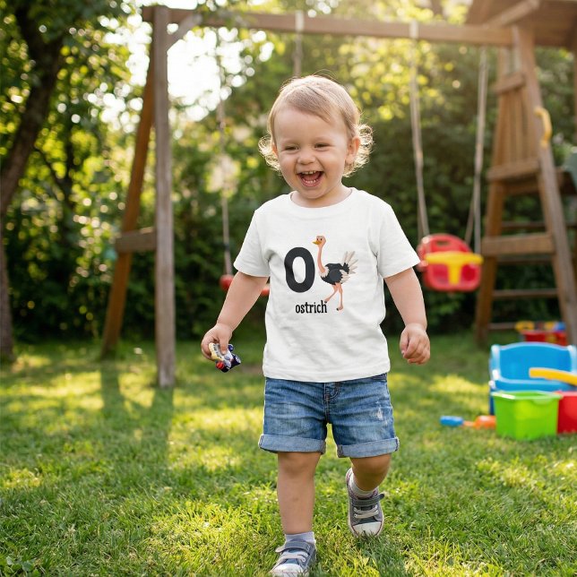 T-shirt Pour Les Tous Petits O est pour Ostrich : Adorable Alphabet Learning (Créateur téléchargé)