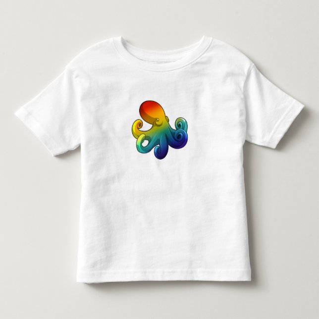 T-shirt Pour Les Tous Petits Octopus avec arc-en-ciel (Devant)