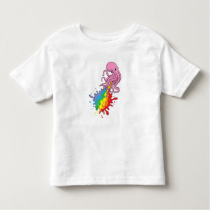 T-shirt Pour Les Tous Petits Octopus avec arc-en-ciel