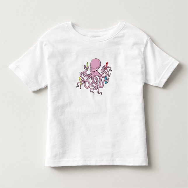 T-shirt Pour Les Tous Petits Octopus avec Crayon (Devant)