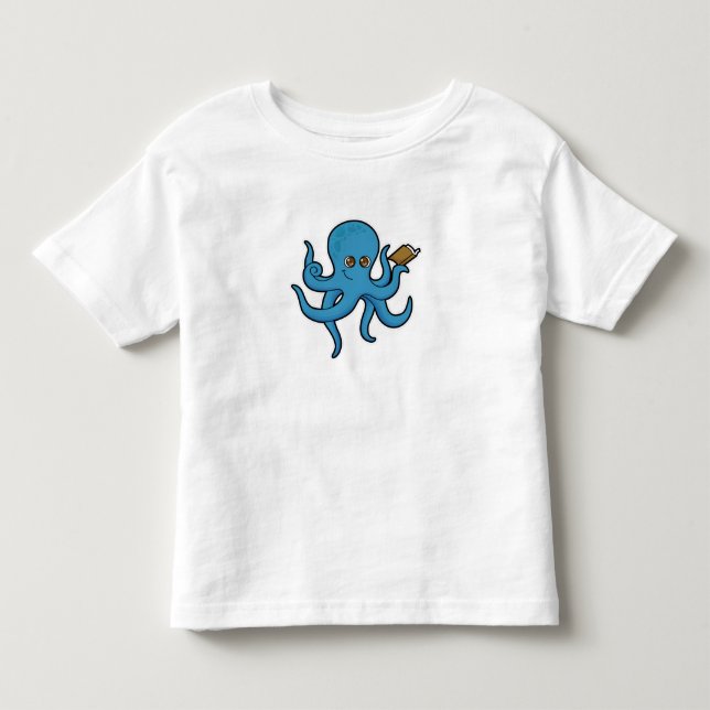 T-shirt Pour Les Tous Petits Octopus avec livre (Devant)