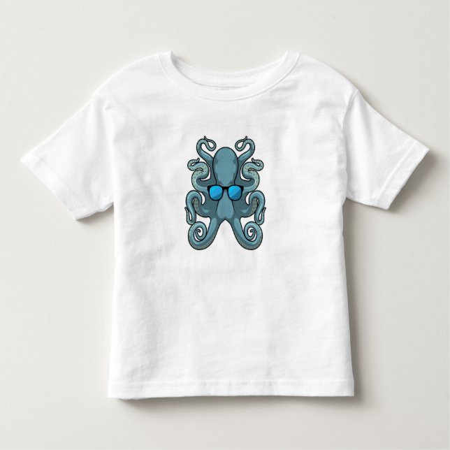 T-shirt Pour Les Tous Petits Octopus avec lunettes de soleil (Devant)