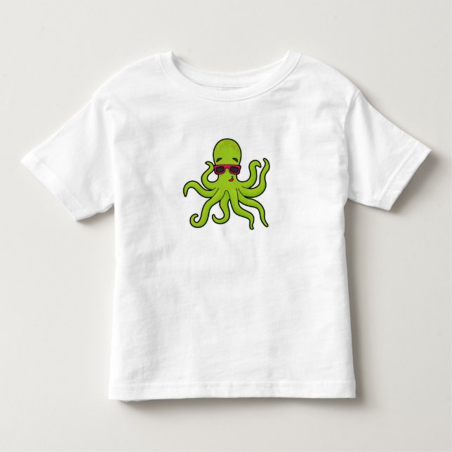 T-shirt Pour Les Tous Petits Octopus avec lunettes de soleil (Devant)