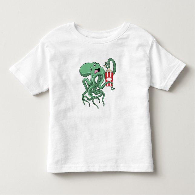 T-shirt Pour Les Tous Petits Octopus avec Popcorn (Devant)