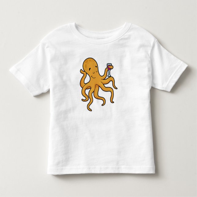 T-shirt Pour Les Tous Petits Octopus avec verre de jus (Devant)