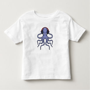 T-shirt Pour Les Tous Petits Octopus en musique avec casque