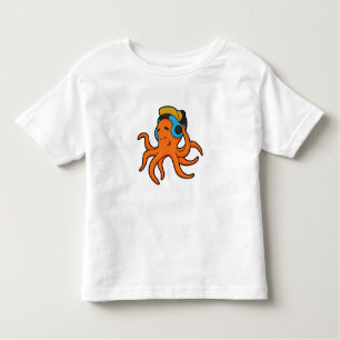 T-shirt Pour Les Tous Petits Octopus en musique avec casque