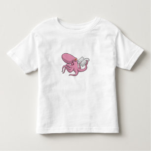 T-shirt Pour Les Tous Petits Octopus Nerd avec le livre