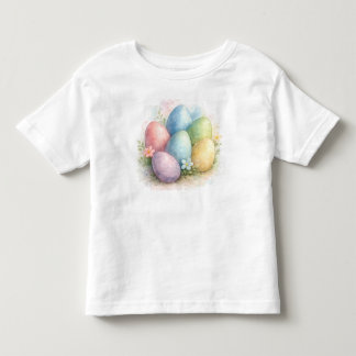 T-shirt Pour Les Tous Petits Œufs de Pâques pastel aquarelle avec fleurs