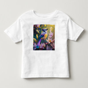 T-shirt Pour Les Tous Petits Oiseau à poitrine jaune violet