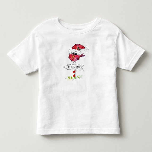 T-shirt Pour Les Tous Petits Oiseau de Noël blanc (Devant)