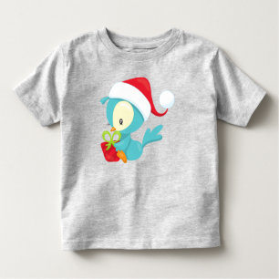 T-shirt Pour Les Tous Petits Oiseau de Noël, Oiseau mignon, Chapeau de Noël, Ca