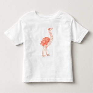T-shirt Pour Les Tous Petits Oiseau rose mignon Artiste Baby Ostrich