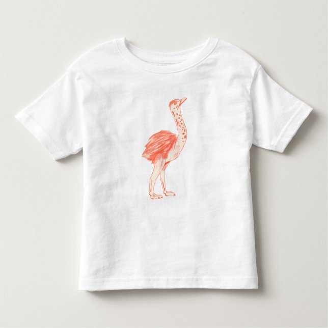 T-shirt Pour Les Tous Petits Oiseau rose mignon Artiste Baby Ostrich (Devant)