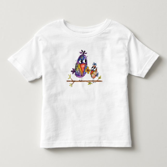 T-shirt Pour Les Tous Petits Oiseaux mignons et caprins (Devant)