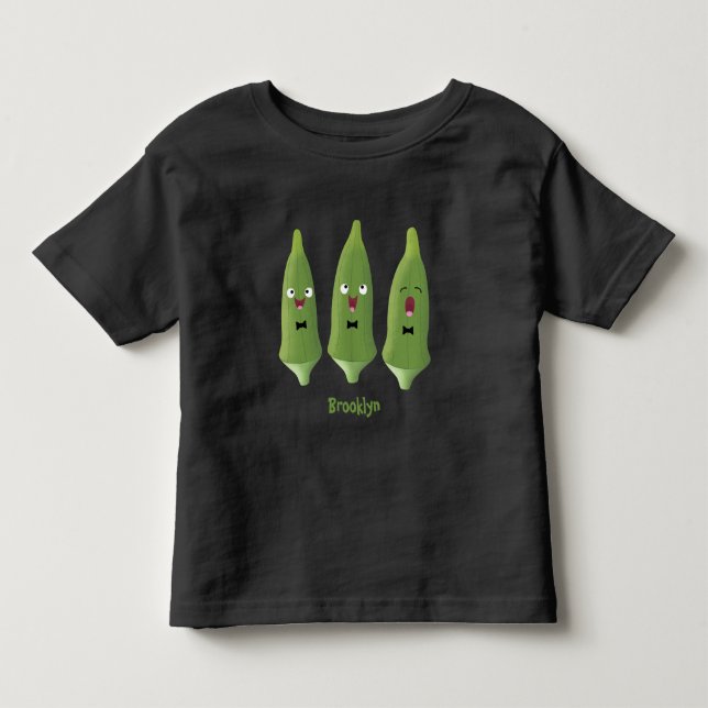 T-shirt Pour Les Tous Petits Okra végétal cartoon mignon qui chante (Devant)