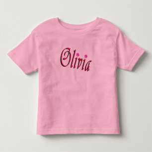 T-shirt Pour Les Tous Petits "Olivia" Rouge Et Rose Olivia Nom, 